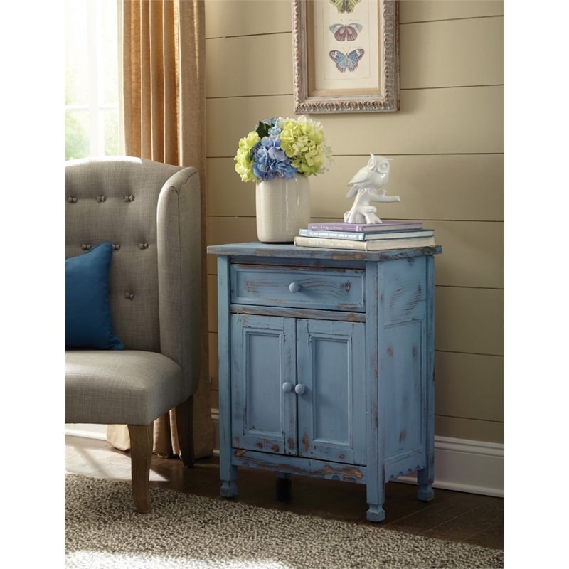 Alaterre Furniture Country Cottage Accent in Blue Antique