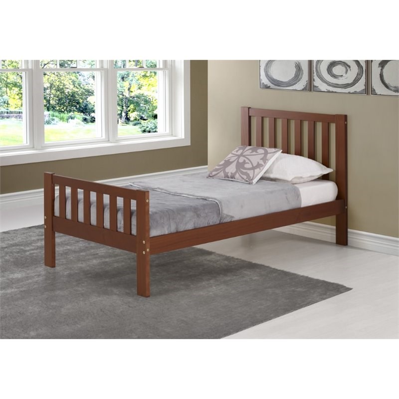 Alaterre Furniture Aurora Wood Twin Size Bed in Chestnut
