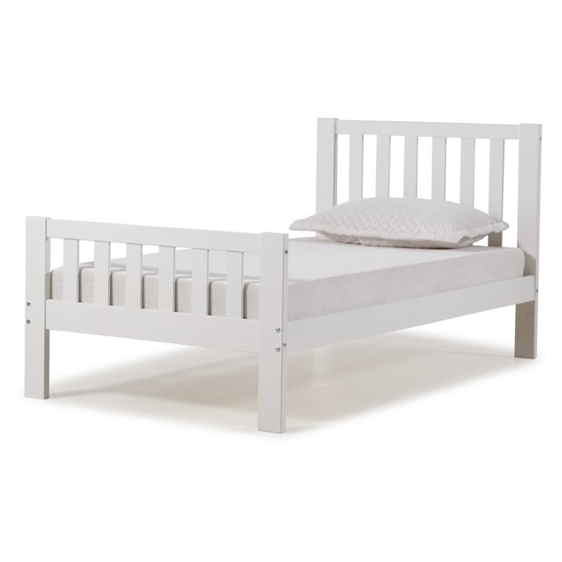 Alaterre Furniture Aurora Wood Twin Size Bed in White