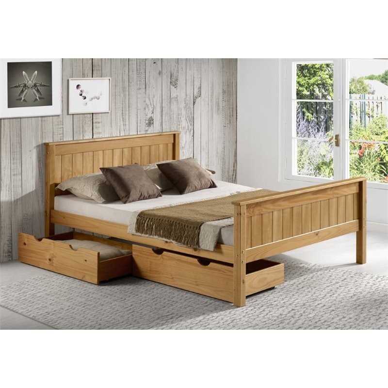 Alaterre Furniture Harmony Full Wood Platform Bed with Storage Drawers-Cinnamon