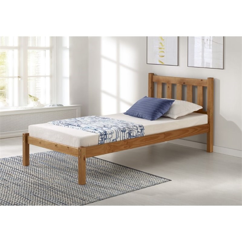 Alaterre Furniture Poppy Twin Wood Platform Bed in Cinnamon