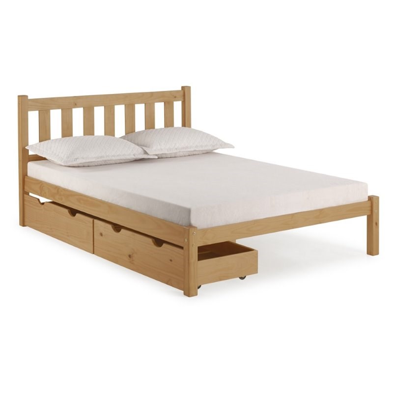 Alaterre Furniture Poppy Full Wood Platform Bed with Storage Drawers in Cinnamon