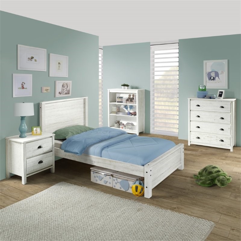 Alaterre Furniture Rustic 4-Drawer Wood Chest of Drawers in Rustic White