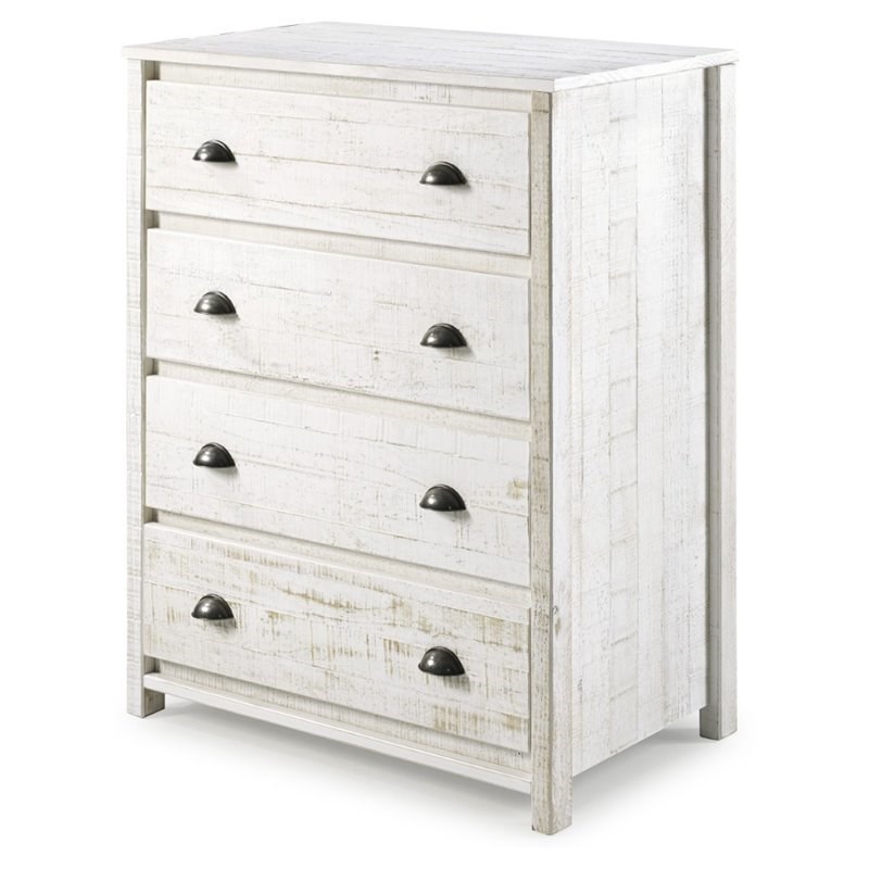 Alaterre Furniture Rustic 4-Drawer Wood Chest of Drawers in Rustic White