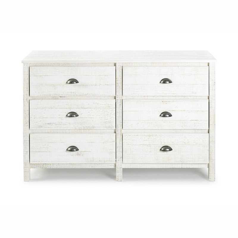 Alaterre Furniture Rustic 6-Drawer Wood Dresser Rustic in White