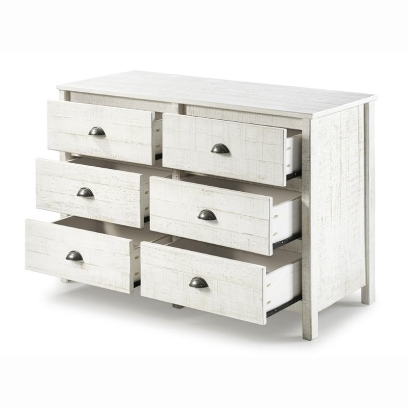 Alaterre Furniture Rustic 6-Drawer Wood Dresser Rustic in White