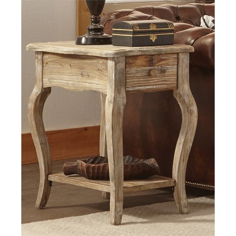 Alaterre Furniture Rustic Reclaimed End Table in Driftwood