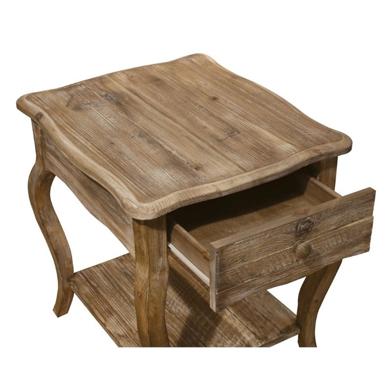 Alaterre Furniture Rustic Reclaimed End Table in Driftwood