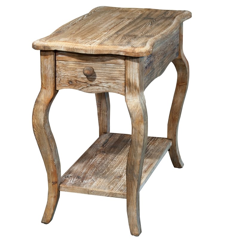 Alaterre Furniture Rustic Reclaimed Chairside Table in Driftwood