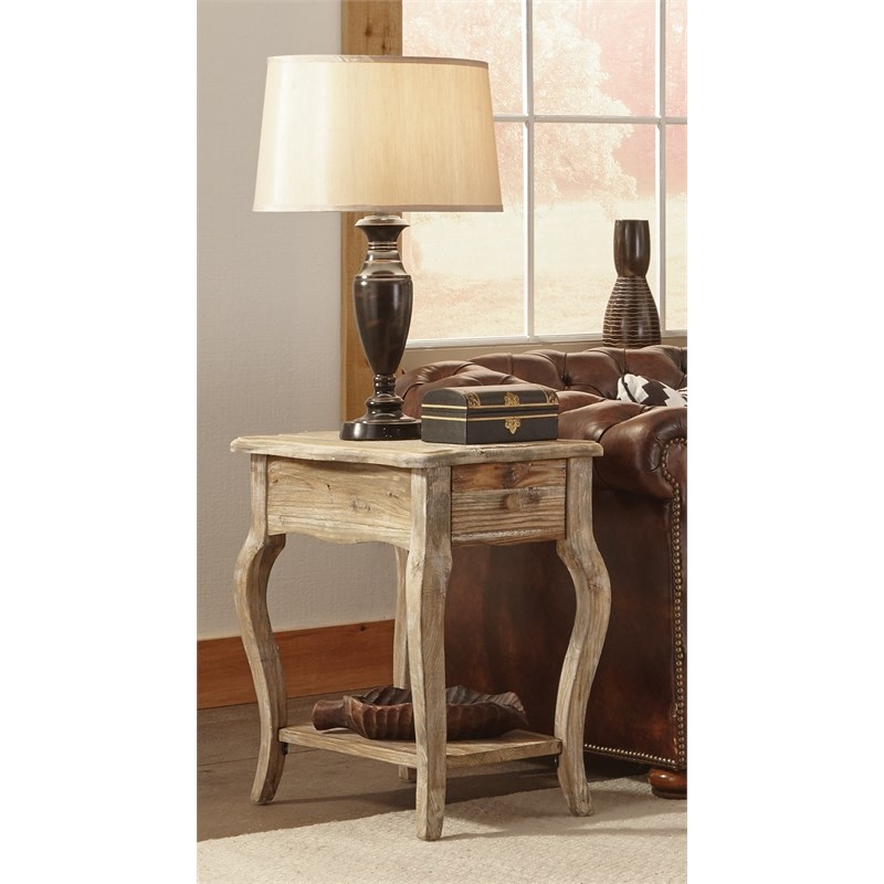 Alaterre Furniture Rustic Reclaimed Chairside Table in Driftwood