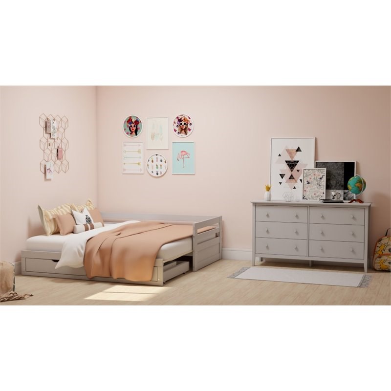 Alaterre Jasper Twin to King Extending Day Bed with Storage Drawers in