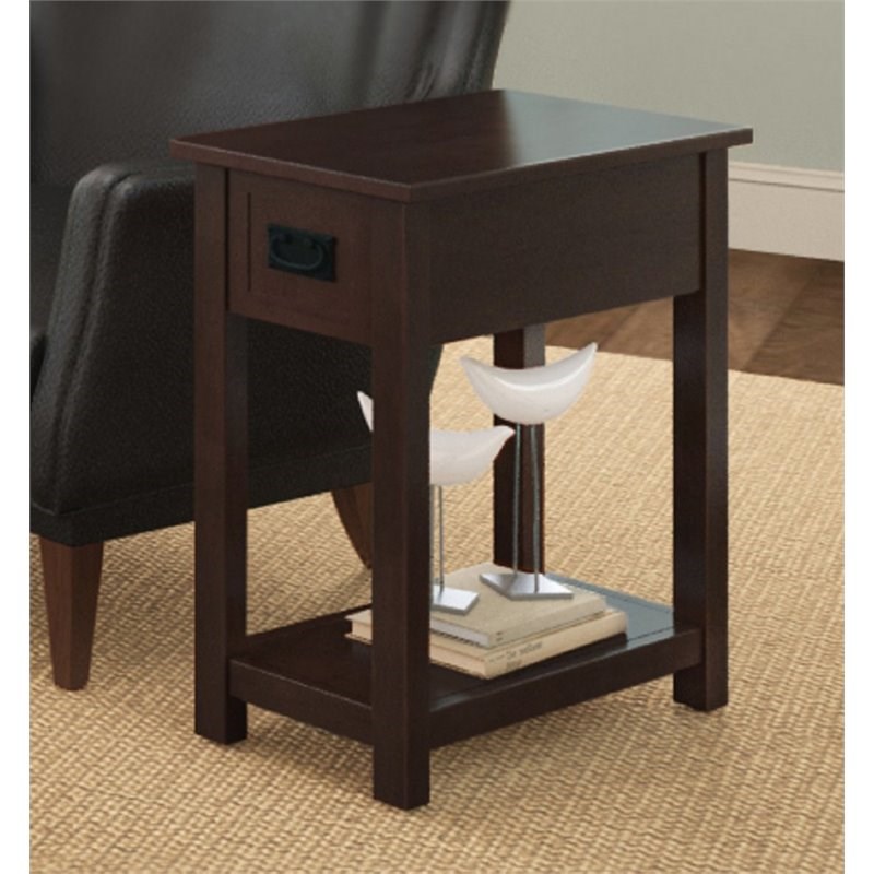 Alaterre Furniture Mission Wood Chairside Table in Espresso