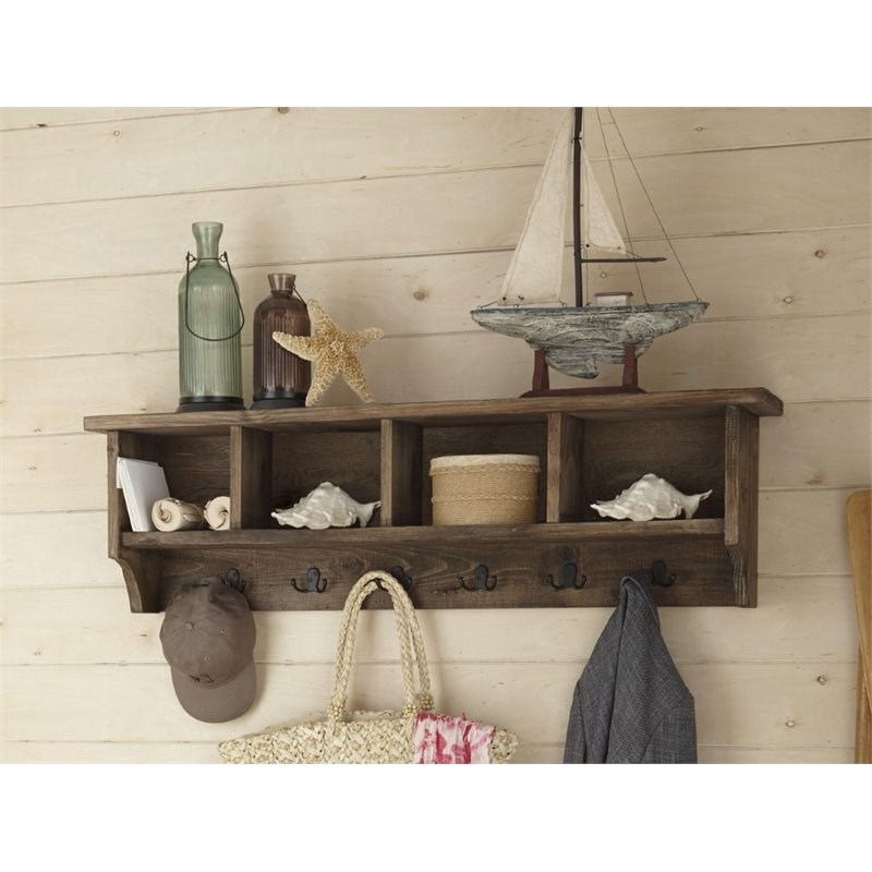 Modesto 48 Reclaimed Wood Entryway Wall Coat Hooks with Storage Cubbies