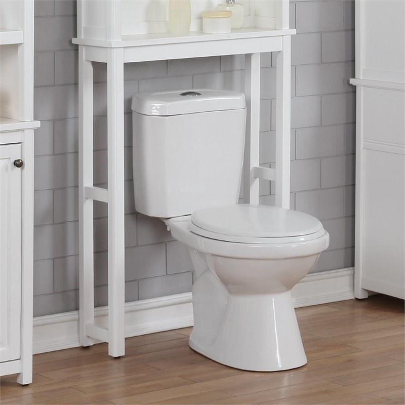 Alaterre Furniture Dorset Wood Bath Toilet Base Storage in White