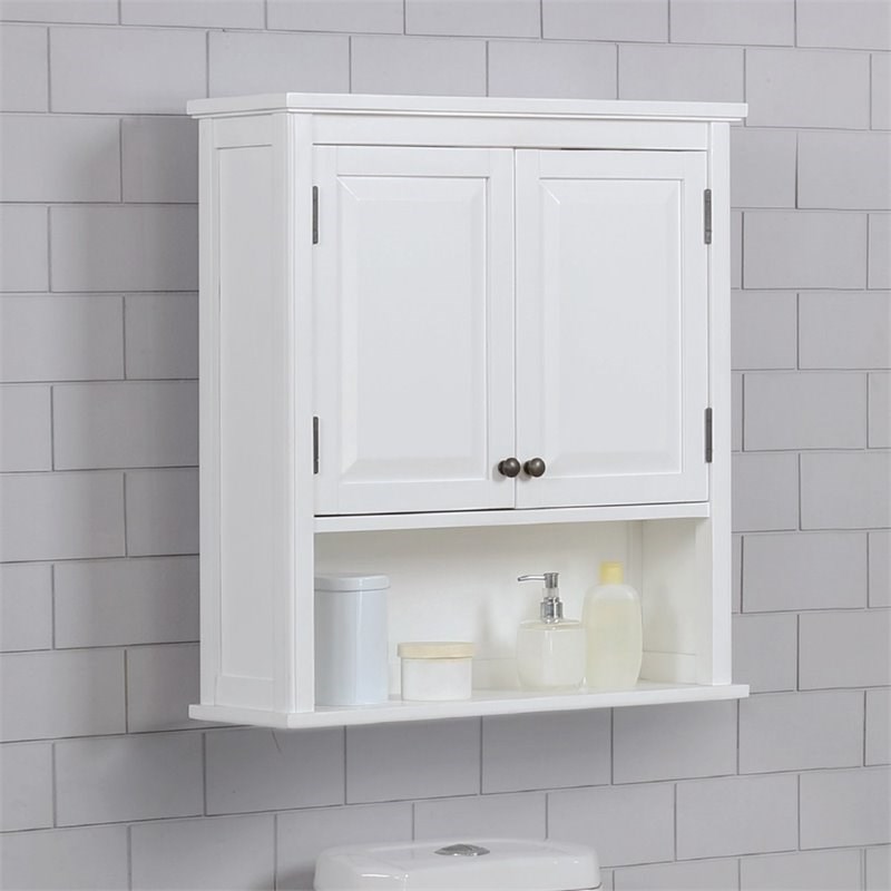 Dorset 27w X 29h Wall Mounted Bath Storage Cabinet W Two Doors And Open Shelf Homesquare 6839