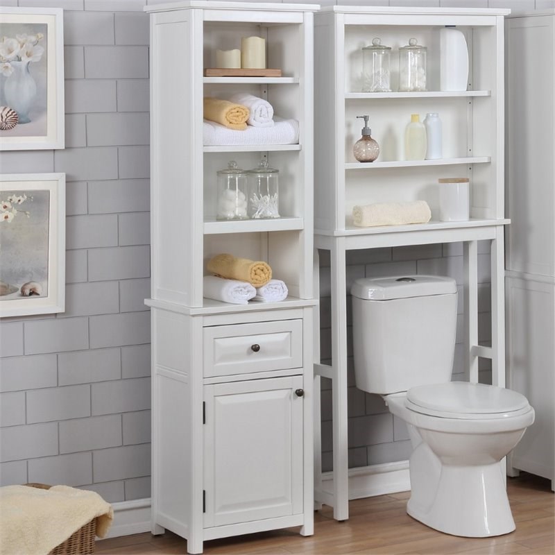 Dorset Wood Bathroom Storage Tower in White Homesquare