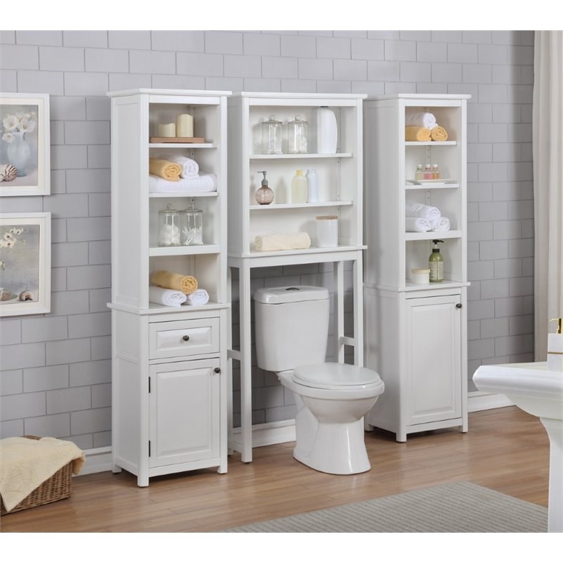 Dorset Wood Bathroom Storage Tower in White Homesquare