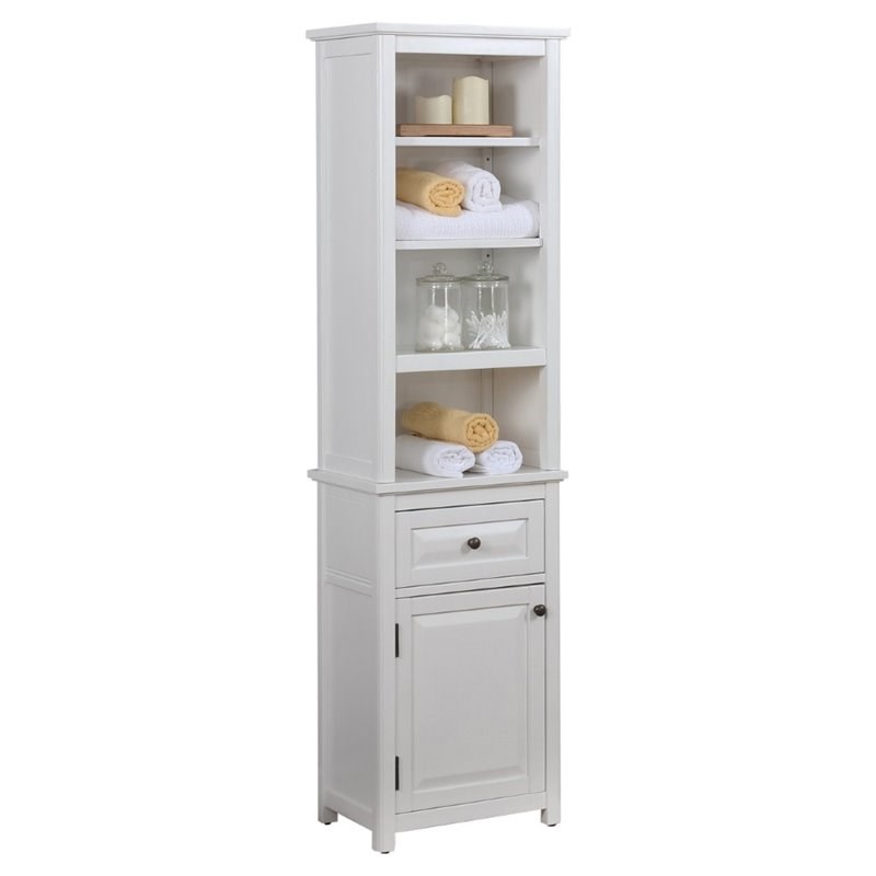 Dorset Wood Bathroom Storage Tower in White Homesquare
