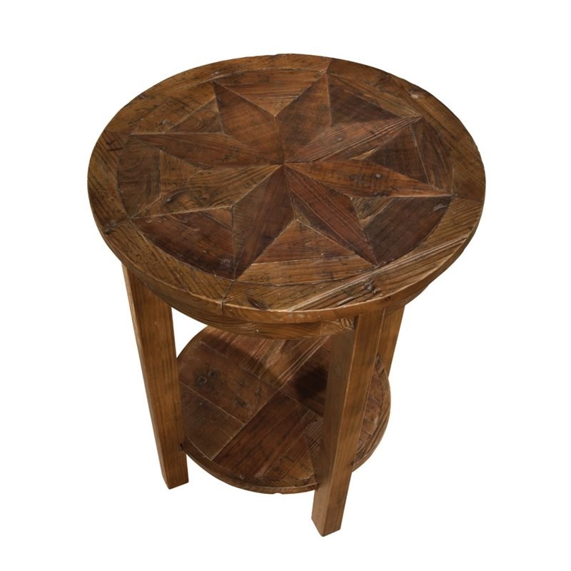 Alaterre Furniture Revive Reclaimed Round End Table in Natural