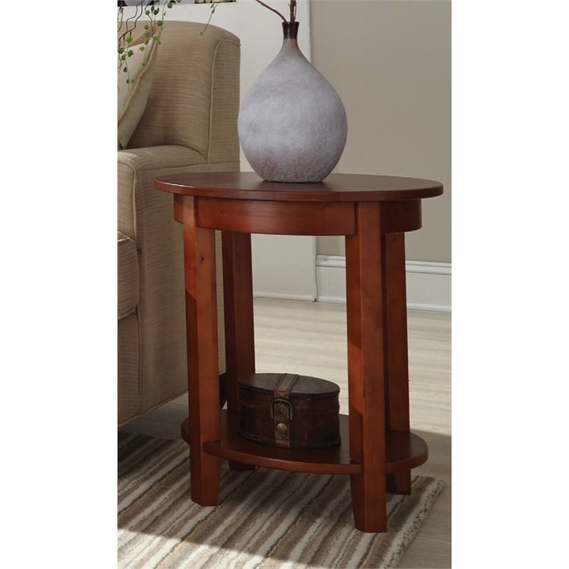 Alaterre Furniture Shaker Cottage 2-Shelf End Table in Cherry
