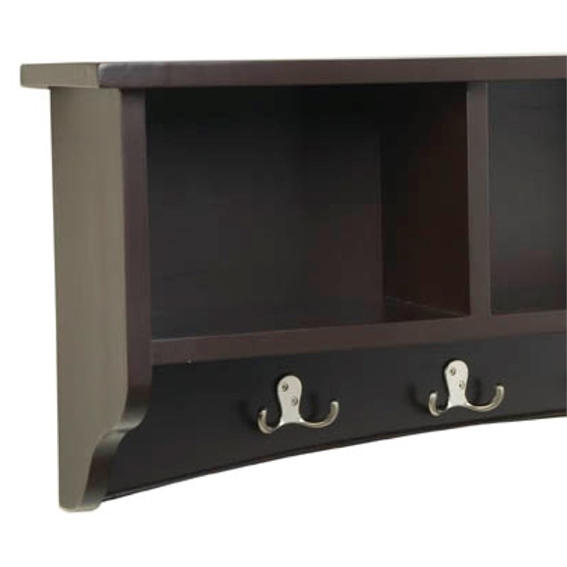 Alaterre Furniture Shaker Cottage Brown Wood Storage Coat Hook