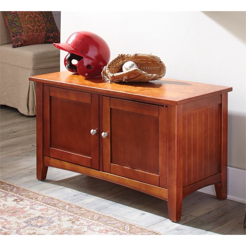 Alaterre Furniture Shaker Cottage Storage Cabinet Bench in Cherry