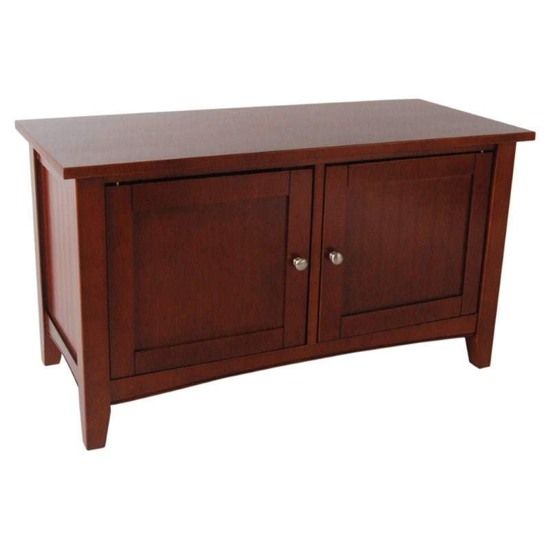 Alaterre Furniture Shaker Cottage Storage Cabinet Bench in Cherry