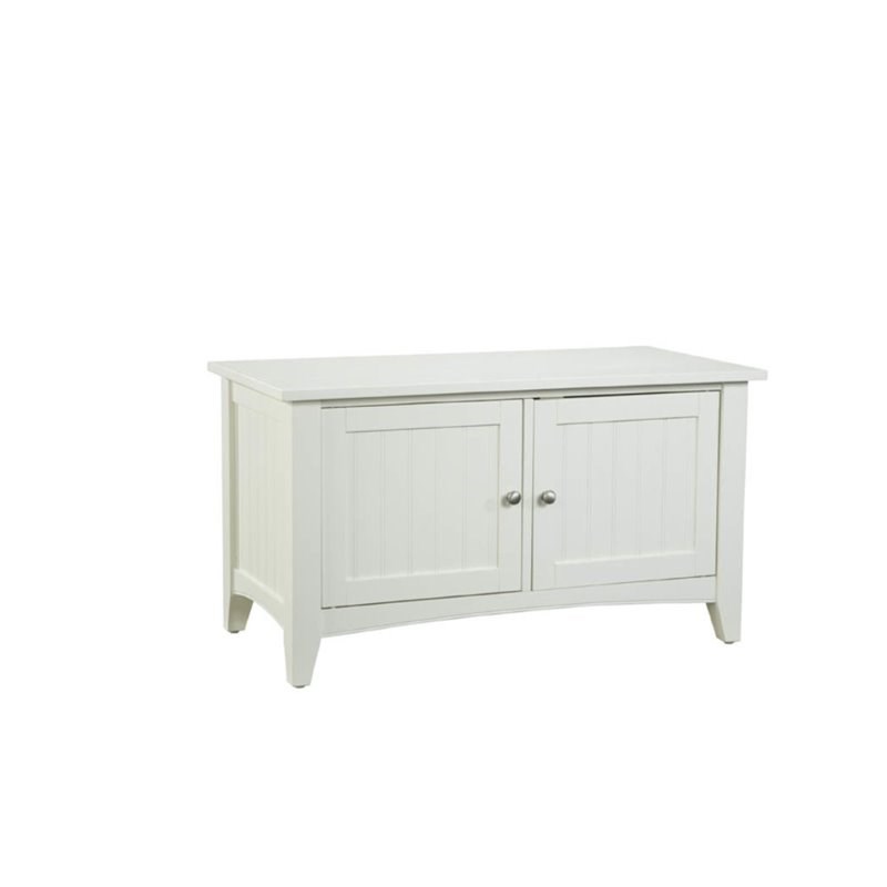 Alaterre Furniture Shaker Cottage Wood Storage Cabinet Bench in Ivory