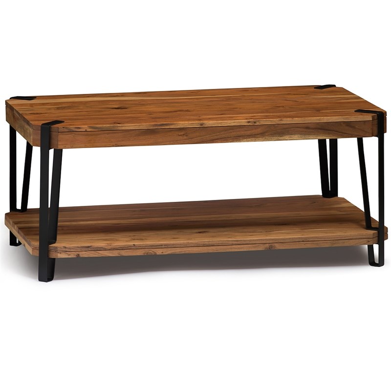 Ryegate Natural Live Edge Solid Wood with Metal Large Coffee Table in Natural