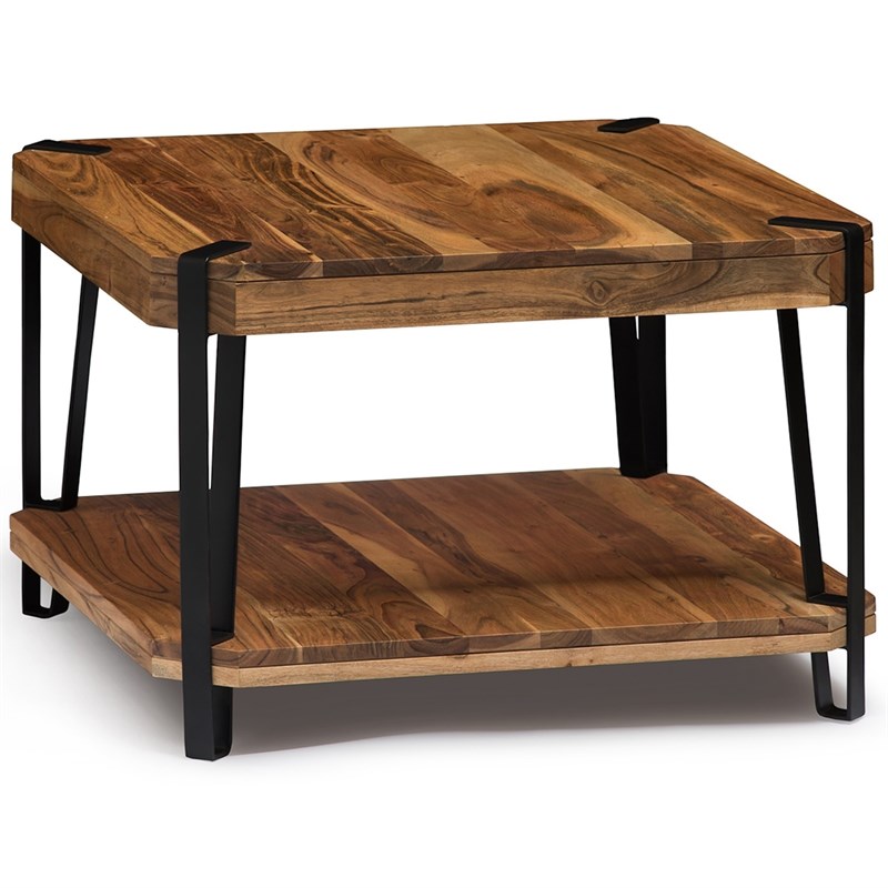 Ryegate Natural Live Edge Solid Wood with Metal Cube Coffee Table in Natural