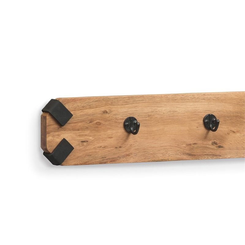 Alaterre Furniture Ryegate Solid Wood with Metal Wall Coat Hook in Natural