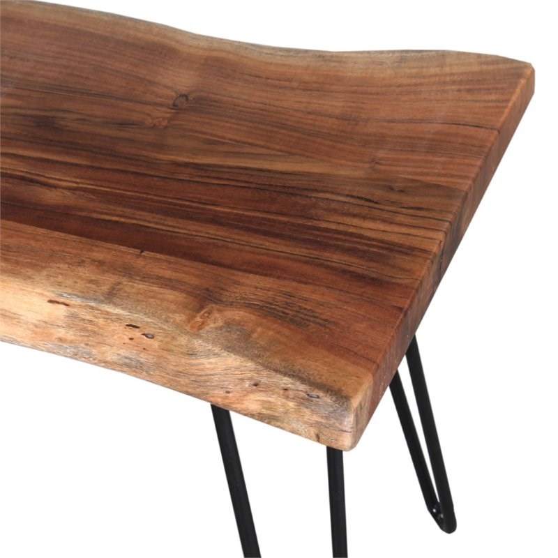 Alaterre Furniture Hairpin Natural Live Edge Wood with Metal 36 Bench in Natural
