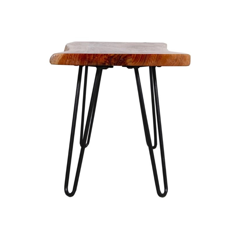 Alaterre Furniture Hairpin Natural Live Edge Wood with Metal 48 Bench in Natural