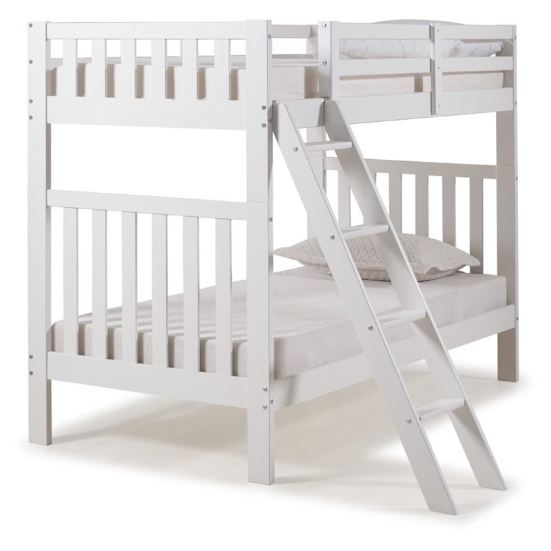 Alaterre Furniture Aurora Twin Over Twin Wood Bunk Bed in White