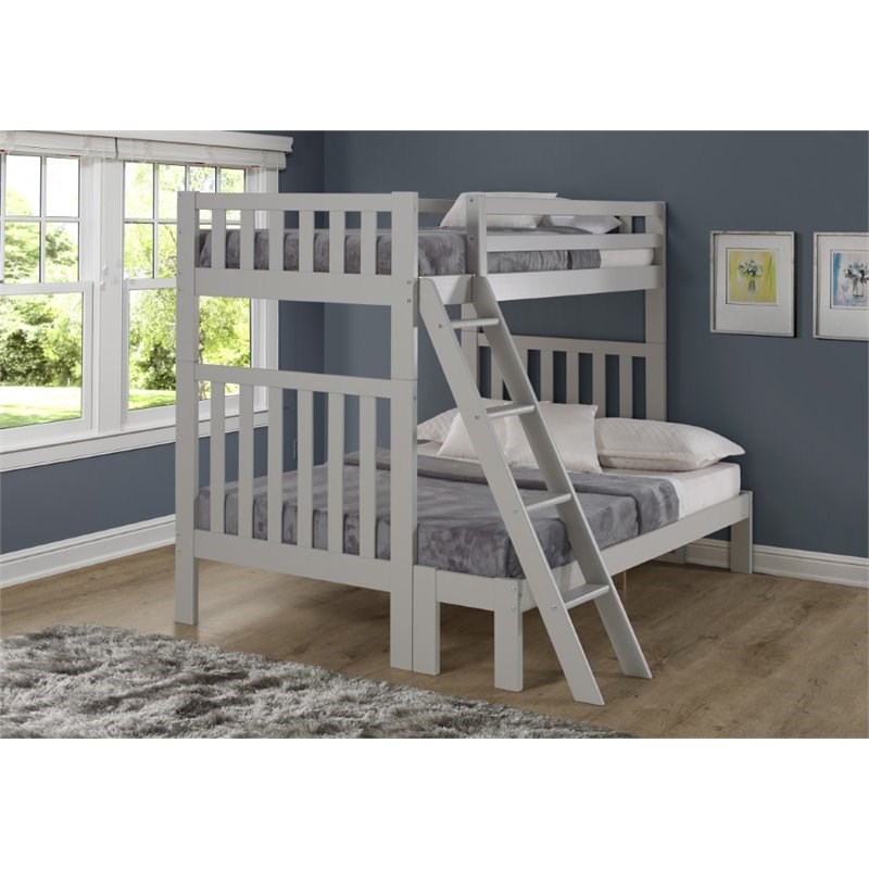 Alaterre Furniture Aurora Twin Over Full Wood Bunk Bed in Dove Gray
