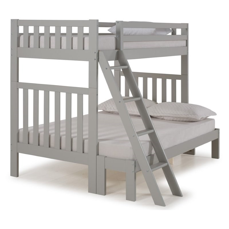 Alaterre Furniture Aurora Twin Over Full Wood Bunk Bed in Dove Gray