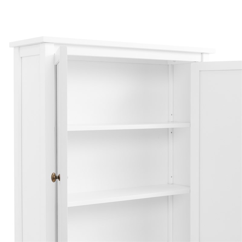 Dover Over Toilet White Wood Hutch with 2 Doors and Three Shelves