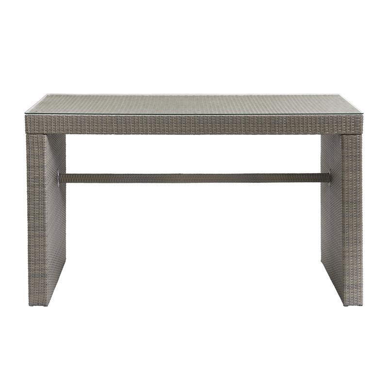 Asti All-Weather Gray Wicker Outdoor 40 inch H Tall Pub Table with Glass Top