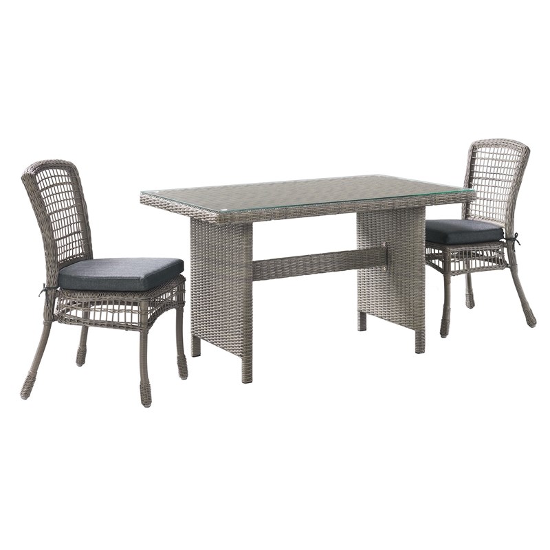 Alaterre Furniture Asti AllWeather Gray Wicker 3Piece Outdoor Dining