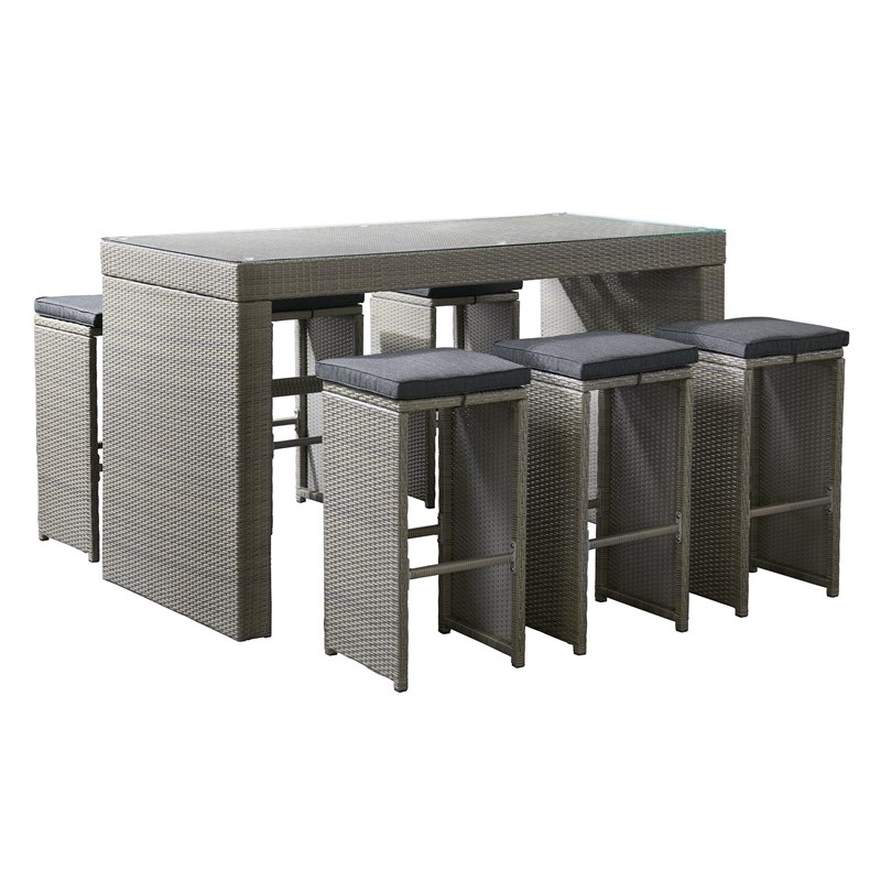 Asti All-Weather Gray Wicker 7-Piece Set Outdoor Dining Set