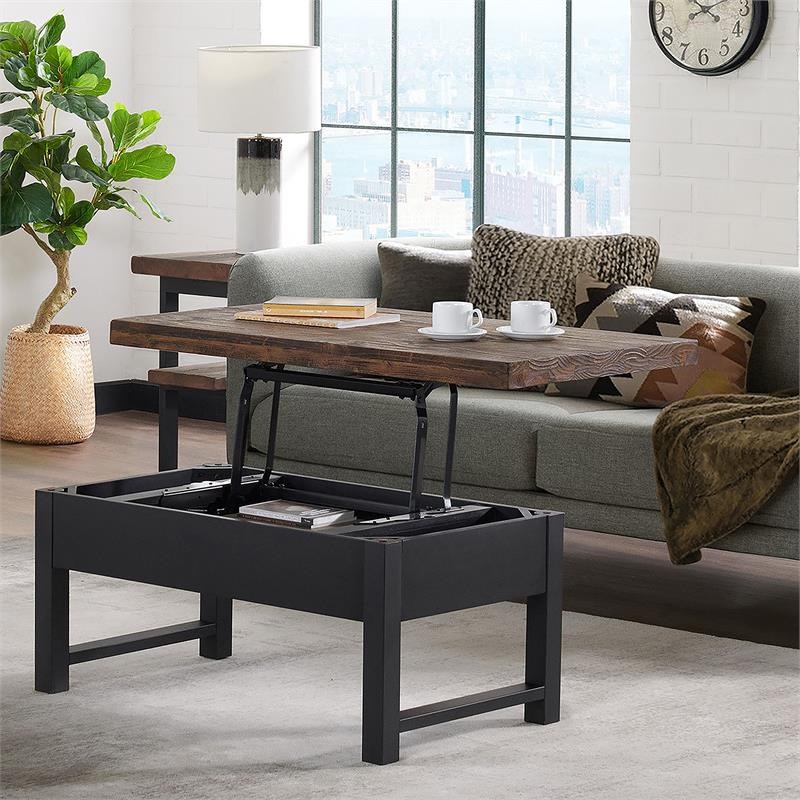 Pomona Brown Wood Table Set w/ Lift Top Coffee Table/Console Table/2 End Tables