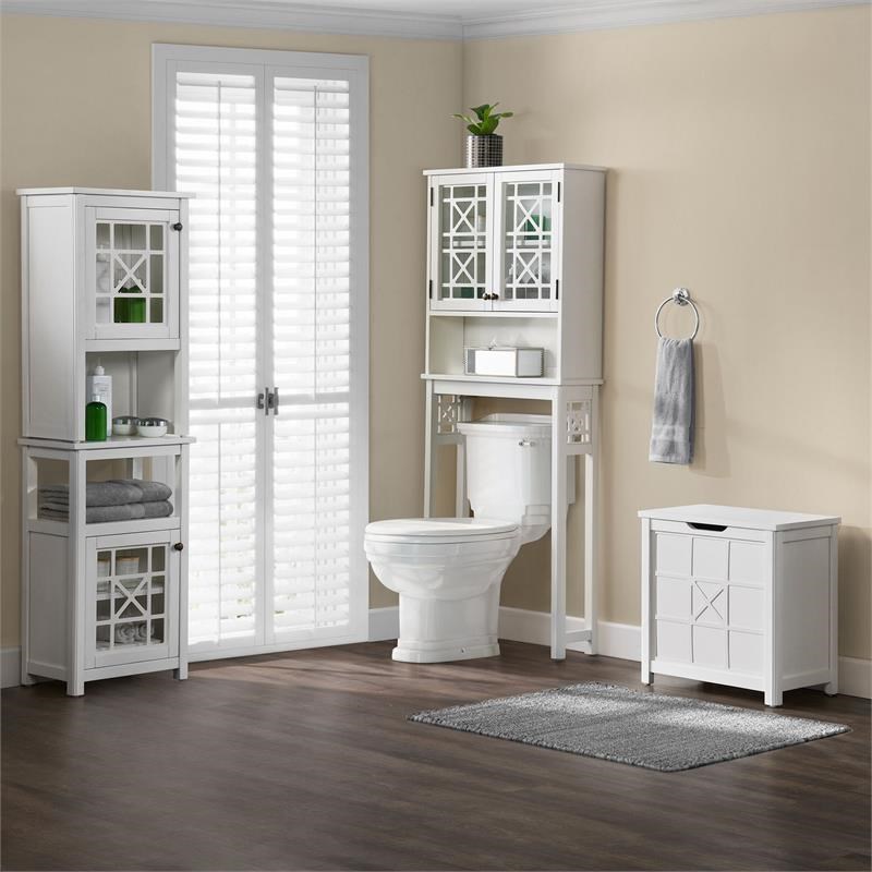 Derby 5 Piece Bathroom Set w/Toilet Shelf/Wall & Floor Cabinet/Hamper/Hutch