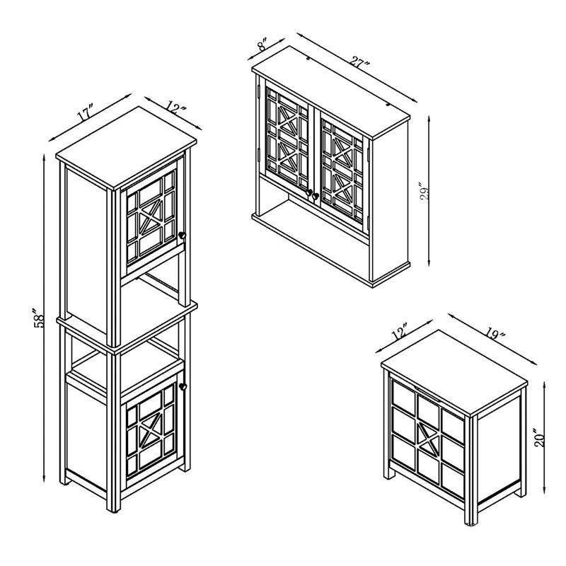 Derby 4 Piece Bathroom Set with Wall Cabinet/Hamper/Floor Cabinet/Hutch