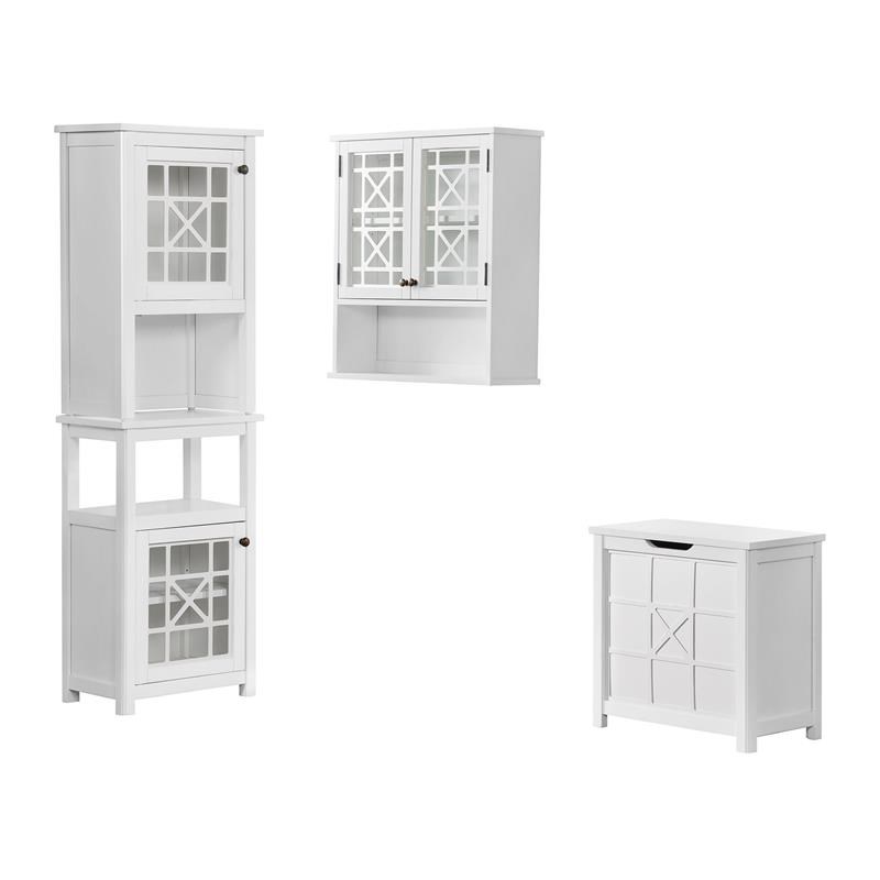 Derby 4 Piece Bathroom Set with Wall Cabinet/Hamper/Floor Cabinet/Hutch