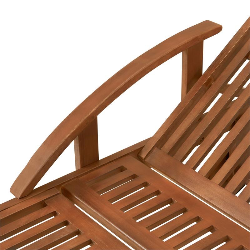 Caspian Eucalyptus Wood Lounge Chair with Arms and Adjustable Leg Rest