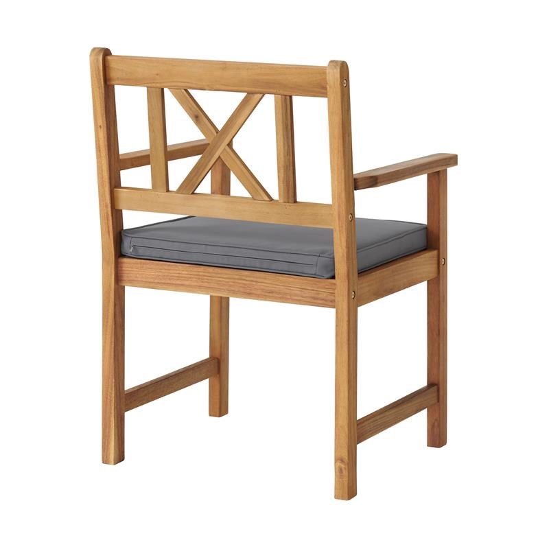 Manchester Natural Acacia Wood Dining Chair with Cushions - Set of 2
