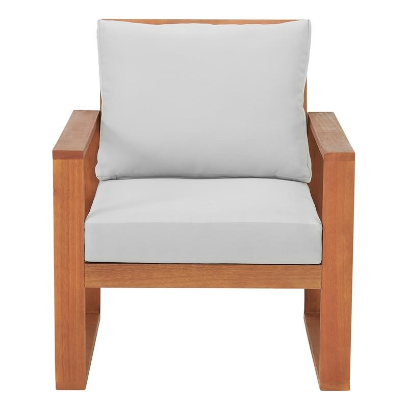 Weston Eucalyptus Wood Outdoor Chair with Gray Cushions