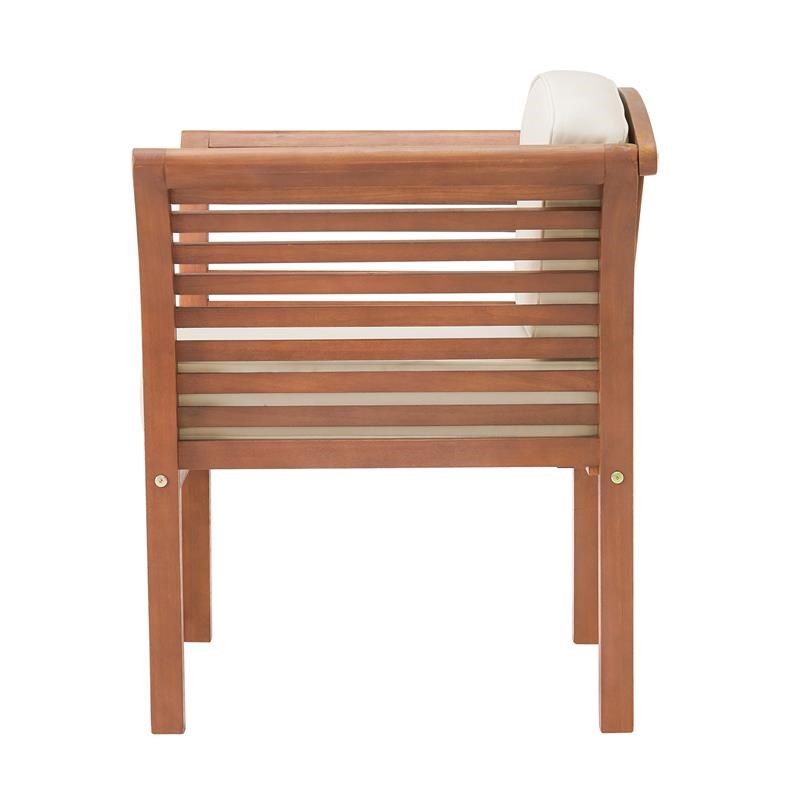 Alaterre Furniture Stamford Natural Eucalyptus Wood Outdoor Chair with Cushions