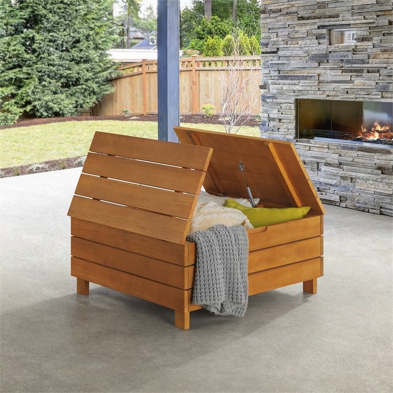 Barton Outdoor Natural Eucalyptus Wood Coffee Table with Lift Top