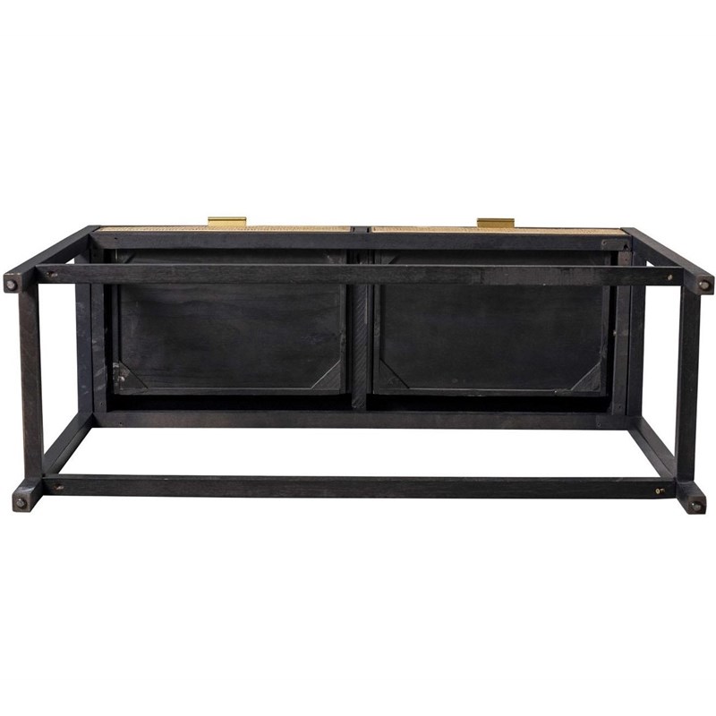 Newport 43.3 in. Matte Black 2-Drawer Rectangular Wood Console Table